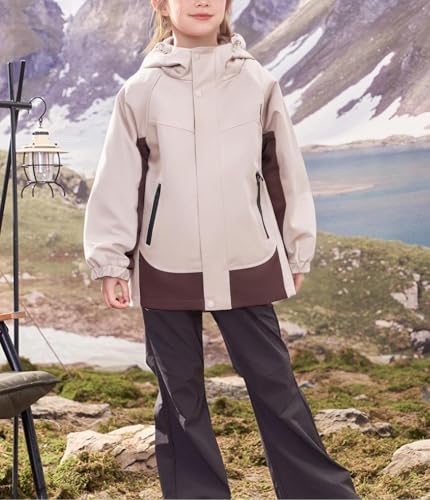 Girls' Waterproof Windproof Outdoor Jacket with Hood - Lightweight, Breathable, and Durable4