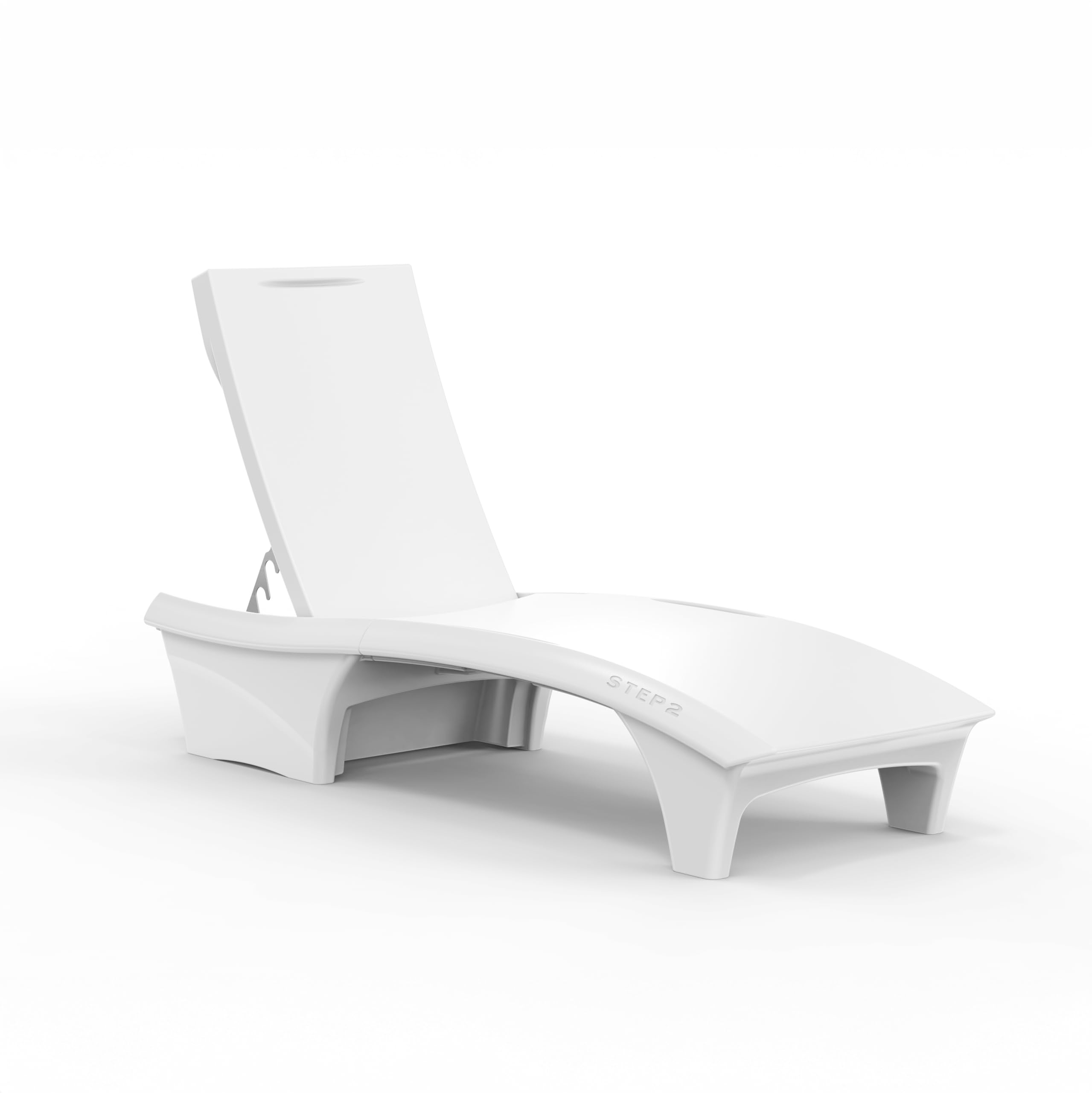Step2 Vero Adjustable Back in-Pool Lounger with Storage, Pool Chair, Weighted, White