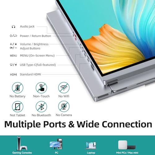Image of Intehill 4K Portable Monitor Touchscreen, 13.4 inch IGZO Display 500nits