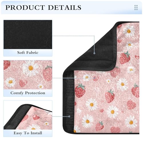 Image of 2 Pack Seatbelt Covers Seat Belt Cover Pad for Adults Boys Girls Car Seat Strap Covers Pads Cushion Universal Shoulder Strap Pad Protector for Backpack Camera Bag 10x7.7Inch Pink Floral Strawberry Hea