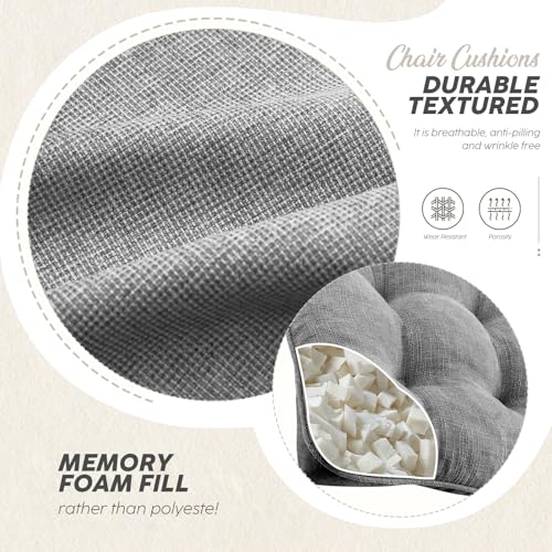 widesmile Chair Cushions for Dinning Chairs, Set of 4 Memory Foam Kitchen Chair Cushion with Ties and Non Slip Backing, Tufted Chair Cushions for Dining Room, 40cm x 40cm x 10cm Grey - Cosy Home Interiors widesmile Chair Cushions for Dinning Chairs, Set of 4 Memory Foam Kitchen Chair Cushion with Ties and Non Slip Backing, Tufted Chair Cushions for Dining Room, 40cm x 40cm x 10cm Grey - Image 3