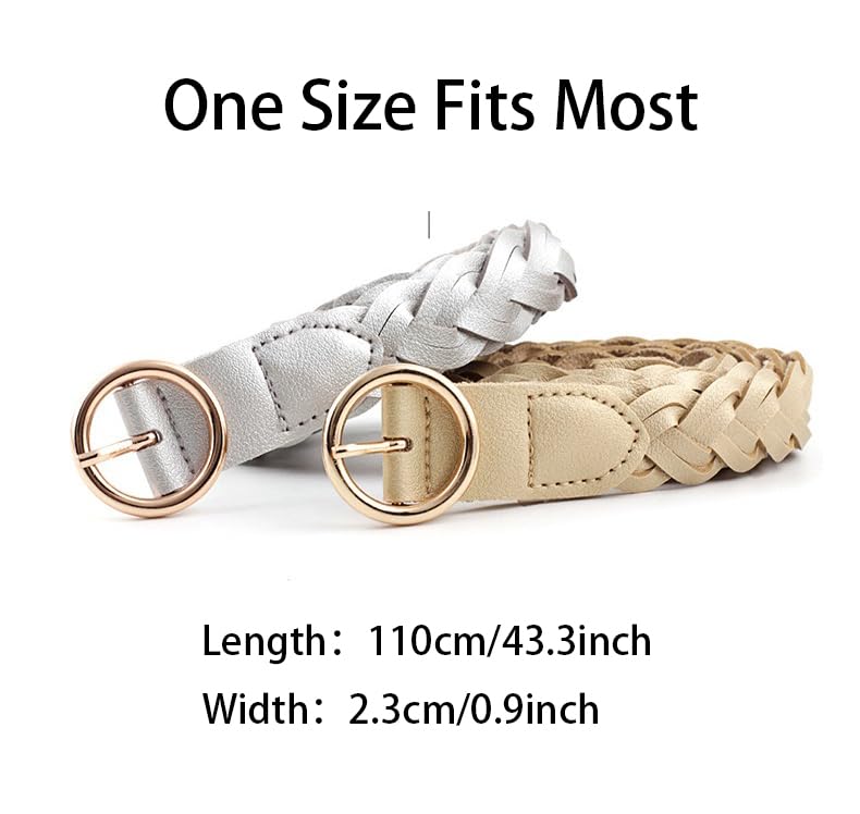 COTIM COYIN Women's Braided Skinny PU Leather Woven Belt for Jeans, Pants3