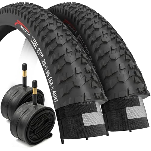 Fincci Cubiertas Bicicleta 20 x 1.95 Pulgadas   Par Plegables Neumaticos BMX 53 406 con 2X Camara de Aire Schrader, Gomas 20