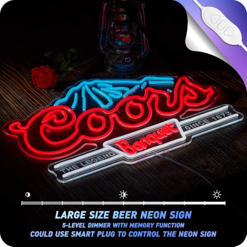 Image of Large Size Crs Banquet Beer Neon Sign Bar Led Light, Size: 24 X 18 Inch | 12v Neon Sign with Dimmer AC Adaptor for Wall Decor Man Cave Bar Pub Restaurant Party Gift Wall Art