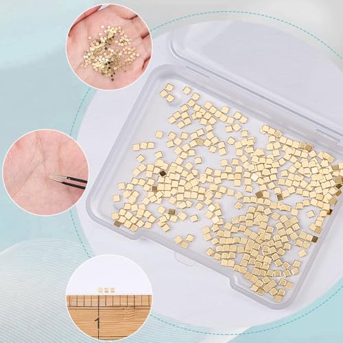 Image of Beebeecraft 1 Box 500Pcs Solder Chips Gold 2x2mm Easy Welding Soldering Precut Chips Tiny Square Low Temp for Jewelry Making Repair