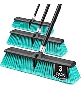 TidyBliss 18” Push Broom Outdoor Heavy Duty 3 Pack, Large Commercial Stiff Bristle Brush with 63 ...