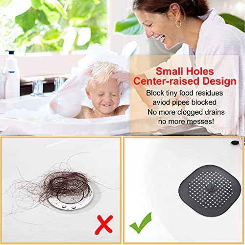 Hair Drain Catcher,Square Drain Cover for Shower Silicone Hair Stopper with Suction Cup,Easy to Install Suit for Bathroom,Bathtub,Kitchen 2 Pack (Black) - Image 3