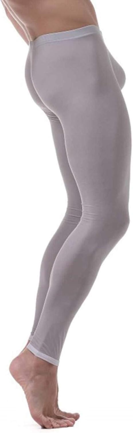 Freebily Men's Ice Silk Long John Leggings Tight Slim Pants Underwear Base Layer Bottom