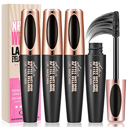 3 Pcs 4D Silk Fiber Lash Mascara Waterproof Mascara Eyelash Extension Thicker Voluminous Eyelashes, Smudge-Proof, Long-Lasting, Dramatic Extension, Smudge-Proof, Hypoallergenic Formula (3 Packs) #TOP21