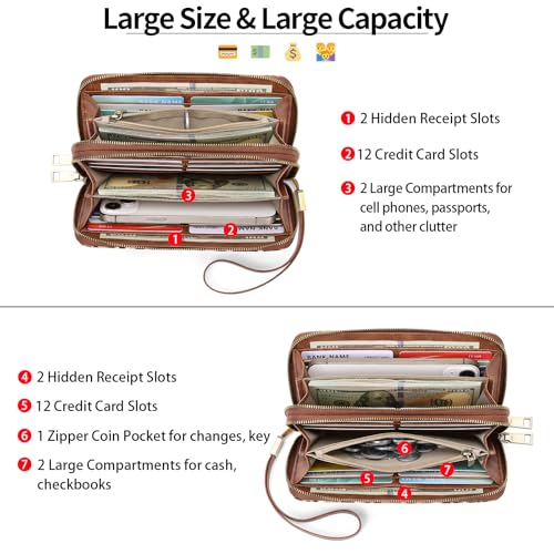 Image of GAEKEAO RFID Leather Wristlet Wallet for Women with Grip Strap