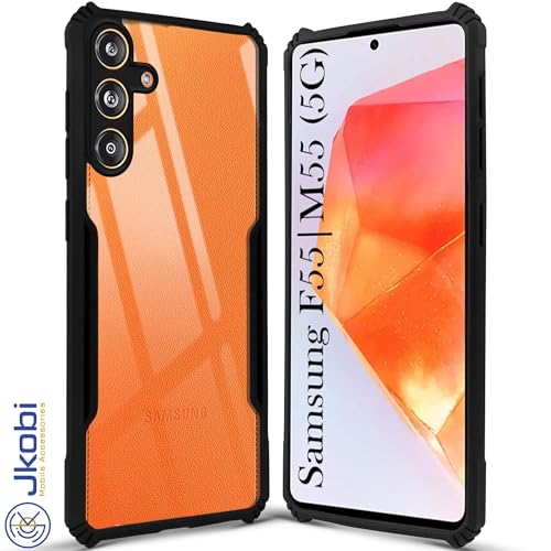 Image of Jkobi Back Case Cover for Samsung Galaxy M55 5G | F55 5G | M55s 5G (Shockproof with Polycarbonate Clear Panel | Professional Black)