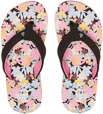 Roxy Girls Vista Flip Flop Sandal, Black Multi 233, 5 Big Kid | Image 2