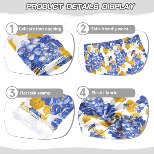 ALAZA Girls' Leggings Children's Yoga Pants Skinny Printed Dance Hydrangea Yellow Bee Comfortable 4T2