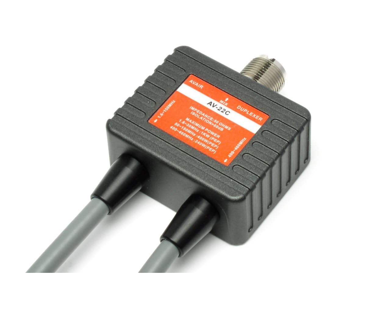 Avair AV-22CNMNM Duplexer VHF/UHF 1.6-150/400-460 MHz, Miscelatore d’Antenna Alta Potenza 400W, Perdita Inserzione 0.2dB, Isolamento 60dB, Connettori PL259/SO239