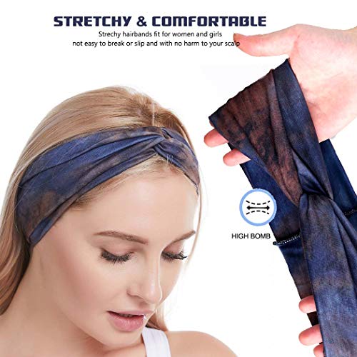 Fashband Boho Headbands Criss Cross Hair Bands Elastic Stretchy Twist Head Wraps Yoga Outdoor Head Scarfs Headpiece For Women Girls Pack Of 4 (Type C) #TOP3