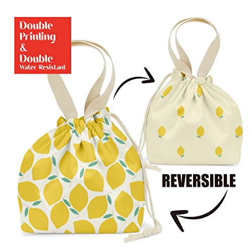 Pykfrhh Lunch Bag Women, Lunch Tote, Reusable, Waterproof, Drawstring Lunch Bag Box For, Adults, Women, Picnic, Work, Beach, Travel, Fruit Strawberry Lemon Orange Decor #TOP1
