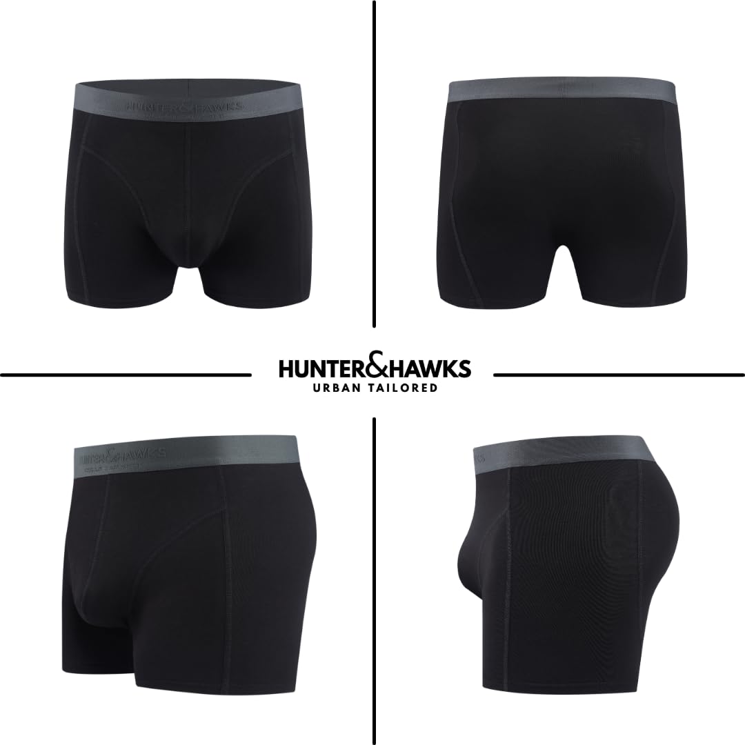 Hunter&Hawks - Paquete de 5 bóxers de Viscosa de bambú para Hombre, S-6XL, Suaves y Transpirables, para Hombre, de Secado Fresco, antirozaduras, Color Negro, con Ropa Interior elástica Multicolor