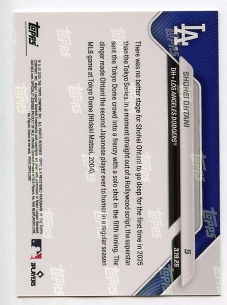 Amazon.co.jp: topps now 5 大谷翔平 2025年 第1号HR 東京