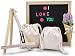 Losga Letter Board - 10'' x 10'' Black Felt Letter Boards with 543 Letters, Changeable Letter Board Set Oak Wood Frame with Mounting Hook Canvas Bag Scissors Storage Bag and Lavender Artificial Flower