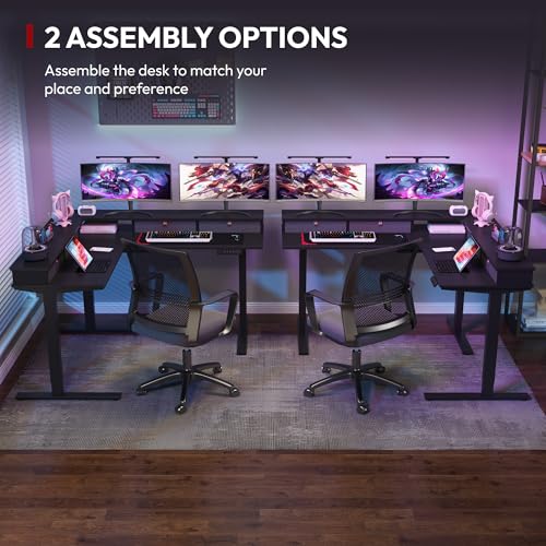 Image of SANODESK 63x55 Electric L-Shaped Corner Standing Desk with 4 Drawers