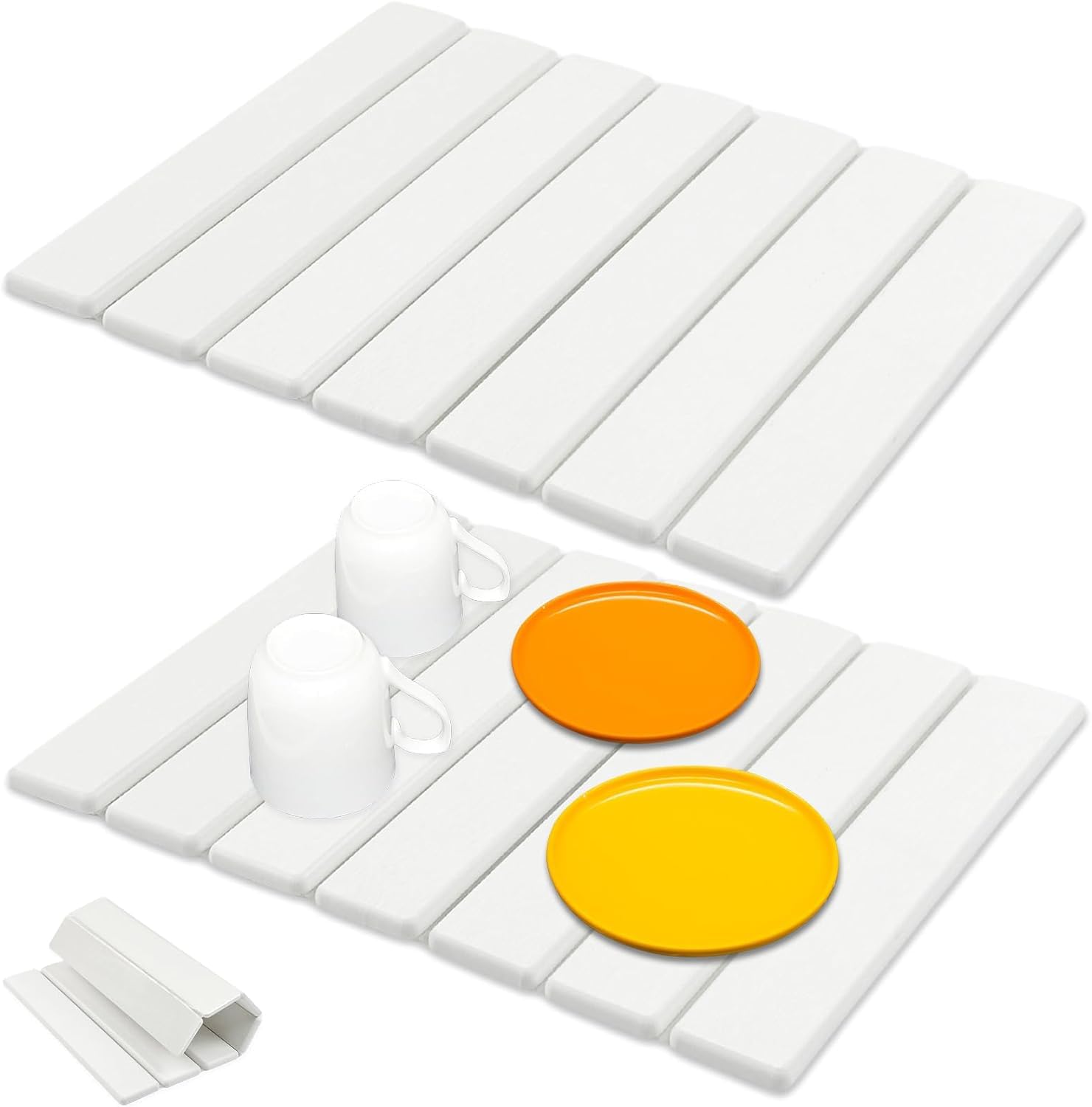 Lot de 2 tapis de séchage en pierre pour comptoir de cuisine, tapis de séchage à vaisselle pliables, séchage rapide et super absorbant, tapis en terre de diatomite pour égouttoir à vaisselle