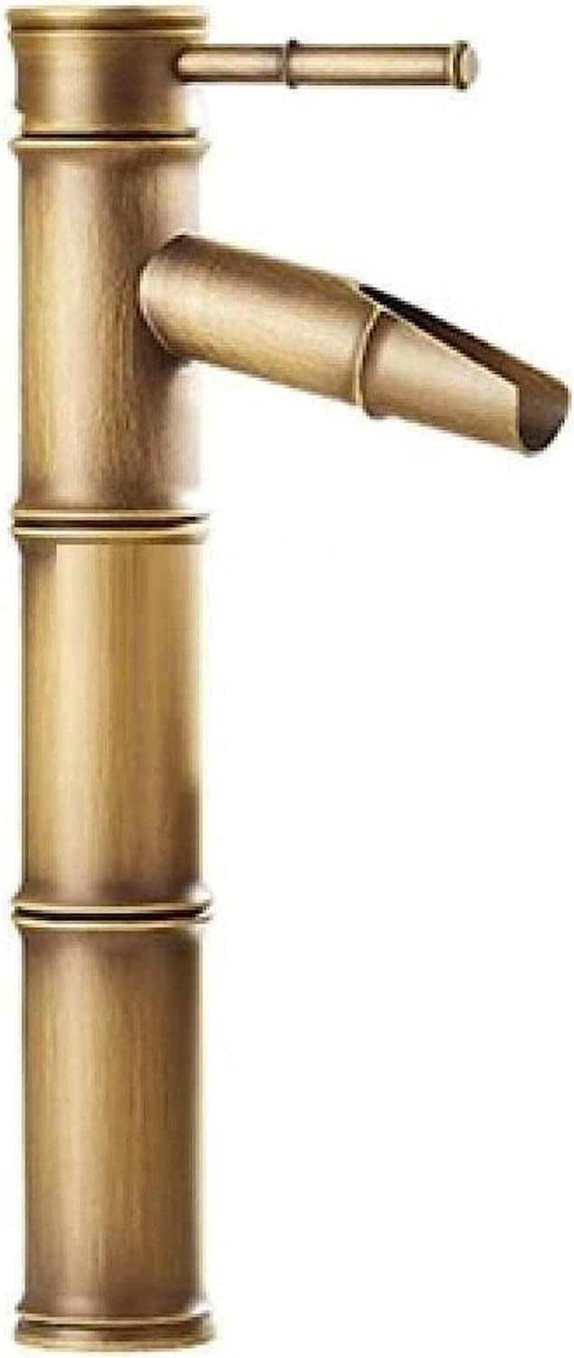 Rubinetto per lavabo Rubinetto per Bagno Rubinetti per lavabo in Ottone Rubinetto di Lusso bambù Alto Acqua Calda e Fredda con Due Tubi Cucina Lavandino da Giardino Esterno