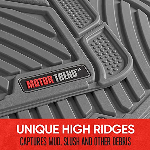 Image of Motor Trend FlexTough Baseline Rubber Car Floor Mats with Trunk Mat Cargo Liner, Front & Rear Combo Set fits Most Car SUV Van Coupe Sedan, Heavy Duty All Weather Trim to Fit