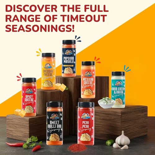 Image of Time Out Popcorn Sour Cream n Onion & Popcorn Masala Powder, Multi Use Seasoning For Pop corn,Snacks,Pack of 2, 100g