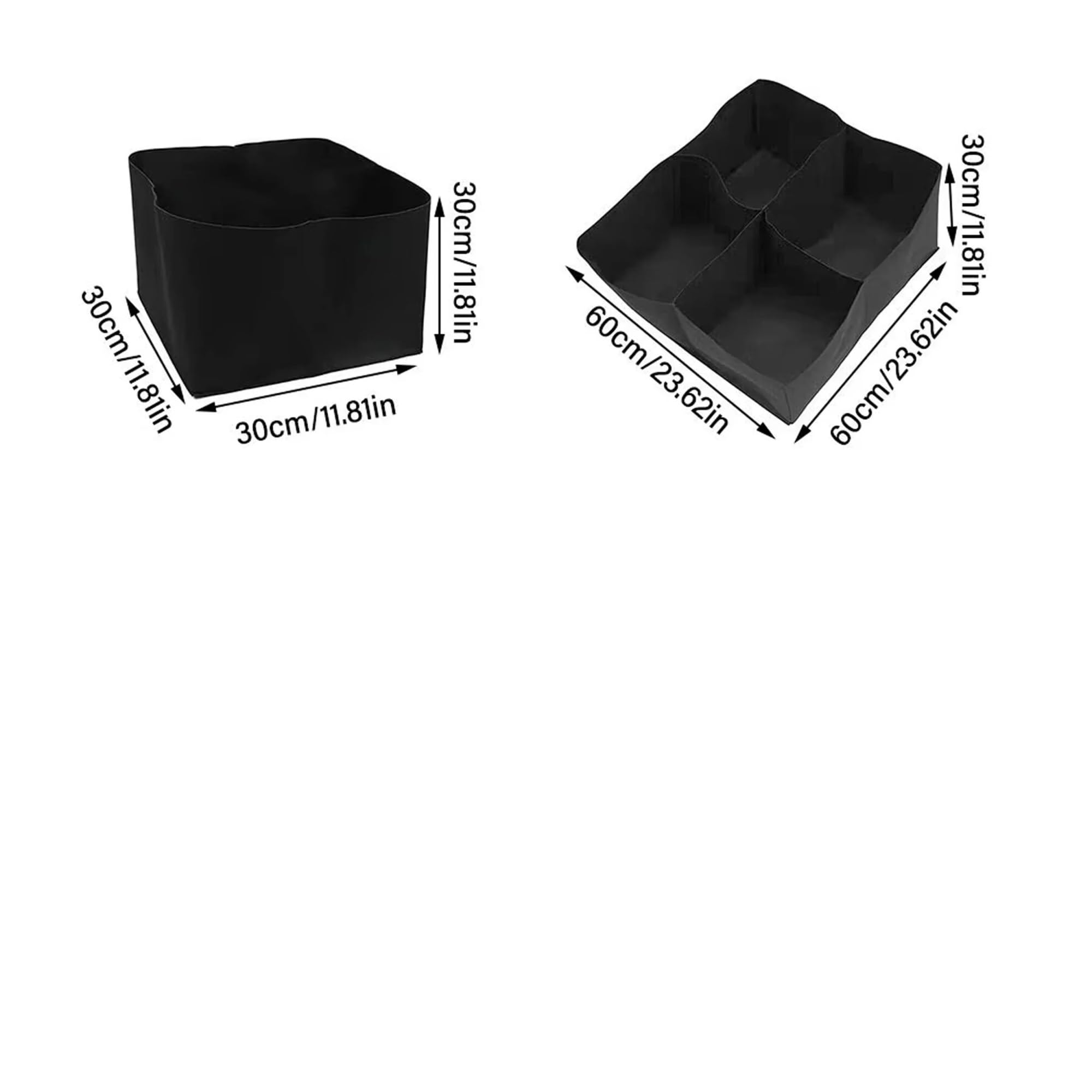 Bolsa for plantar en jardín, 4 Uds., con diseño de rejilla múltiple, bolsa cultivo fieltro for verduras, tomates y patatas, maceta rectangular for vivero para Flores, Verduras, Frutas(60x60x30cm)