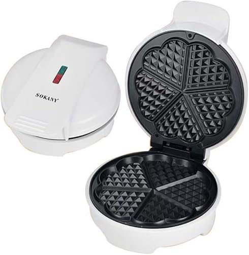 Miniatura 5 de Máquina de gofres de corazón de 1000 W - 5 gofres belgas, compacta, fácil de limpiar