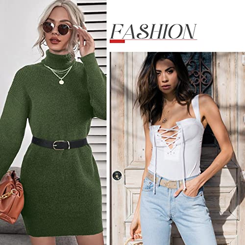 Vonmelli 3 Pack Women's Leather Belts For Jeans Pants Fashion Gold Buckle Ladies Dress Belt Black Coffee Beige S #TOP4