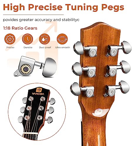 Vangoa Guitare acoustique brillante à pan coupé 104 cm - Les Beatles, Paul McCartney, John Lennon, RIngo Starr, George Harrison Vangoa Guitare acoustique brillante à pan coupé 104 cm – Image 3