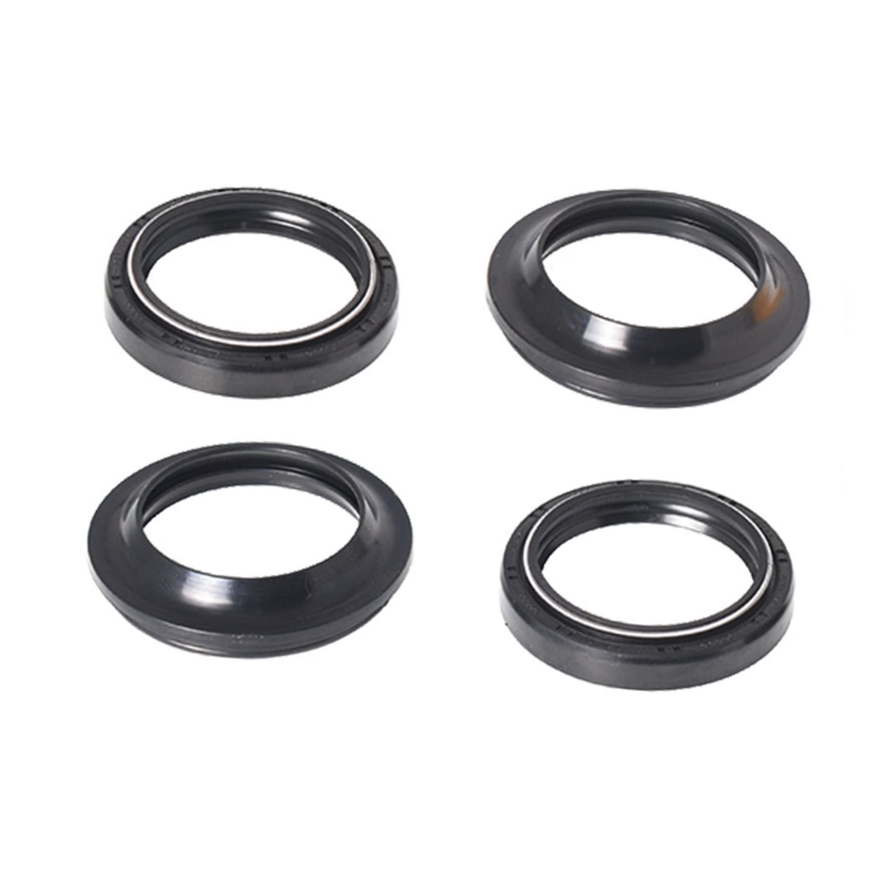 2pcs Motorcycle Fork Oil Seal 2Pcs Dust Seal Kit 4 Fork Seals Kit Replacement for Honda VT750 1100 Suzuki Black