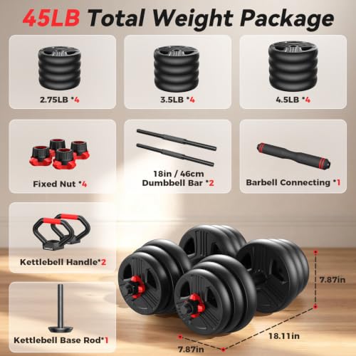 FITPLAM FDS1 45 lb Adjustable Dumbbell Set (Pair, Detachable Plates) — view 9