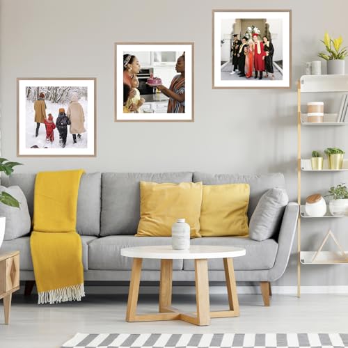 Image of JCJMY 24x24 Picture Frame Rustic Brown with 20x20 Mat, Display Photo 20x20 with Mat or 24 x 24 Without Mat, Wall Hanging Large 24x24 Poster Frame with Shatter Resistant Plexiglass, Rustic Brown