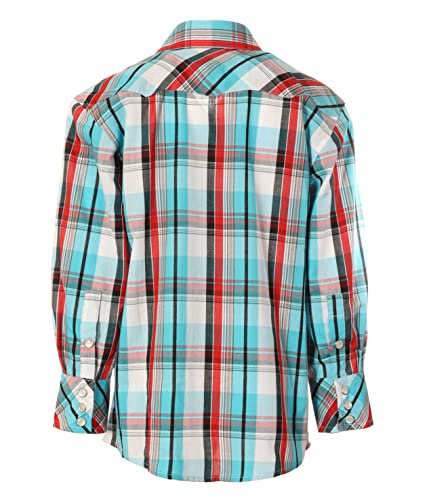 Image of Gioberti Boys Casual Western Plaid Long Sleeve Pearl Snaps Shirt