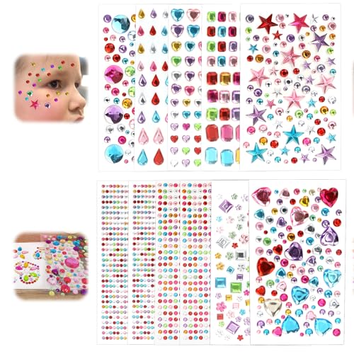Tapvai 3609 Pcs brilhantes trabalhos manuais, diamantes para trabalhos manuais, molduras para fotos, brilhos para o rosto para decoração trabalhos manuais, corpo, maquilhagem, rosto, unhas