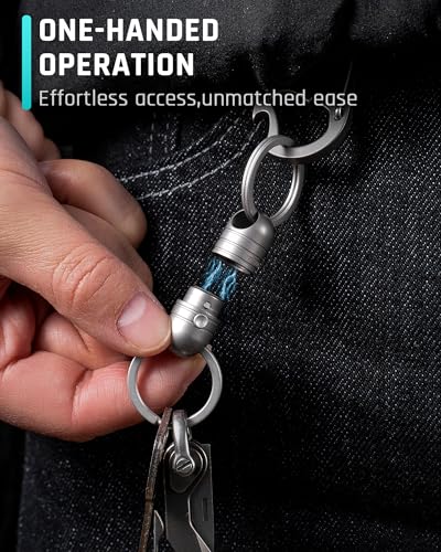 image for TISUR Titanium Quick Release Keychain, Retractable Key Chain Detachabl