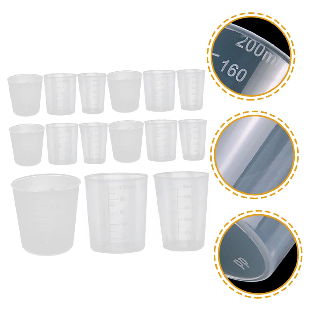 Tasse à Mesurer Transparente Pp 50 Pièces 50ml 100ml 200 Ml
