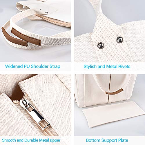 Nicav Canvas Tote Bags for Women, Large Utility Tote Bags with Pockets Zip Top for Teacher Nurse School Work - Image 5