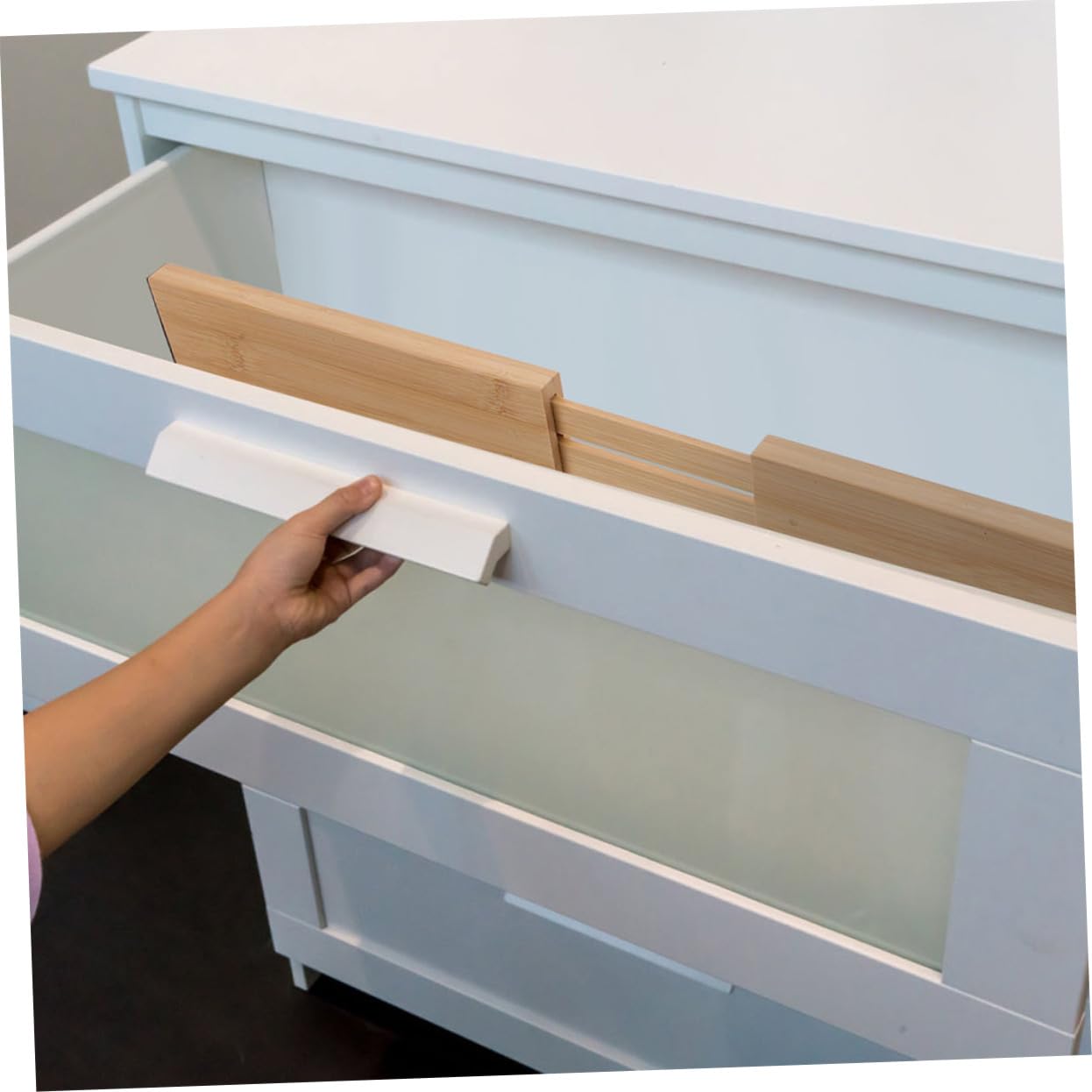 POPETPOP Verstellbarer Schubladenteiler aus Bambus, für Küchenbesteck