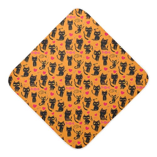 Msyxl Halloween Cats Hooded Towel - Ultra Soft & Absorbent Muslin Cotton Bath Towel for Babies, Toddlers, Newborn - Boys & Girls Essential 35