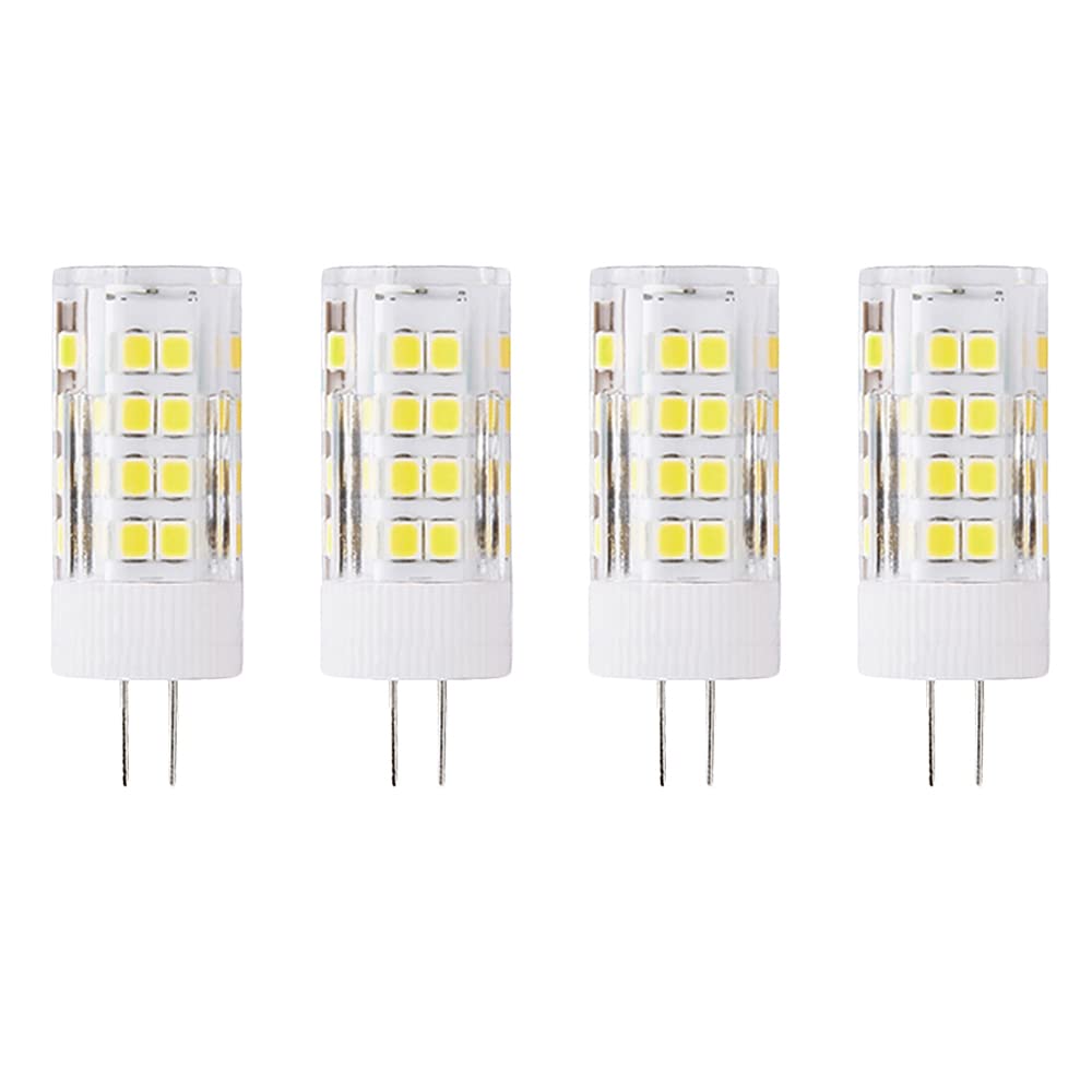 BOUBUI G4 5W LED Light Bulb, Equivalent to 50 Watt Incandescent, 51 LEDs, 500 Lumen, 360 Degree Beam Angle, AC 220-240V, Not-Dimmable, 4-Pack, 6000K Day White Light, No Flicker