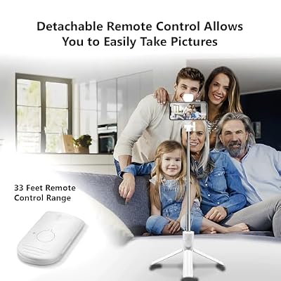 Selfie Stick Tripod, 40 in Retractable Tripod for iPhone with Wireless Remote Control & Light, Portable Phone tripods for Photograph, Live Streaming, Video Recording, Compatible with All Cellphones