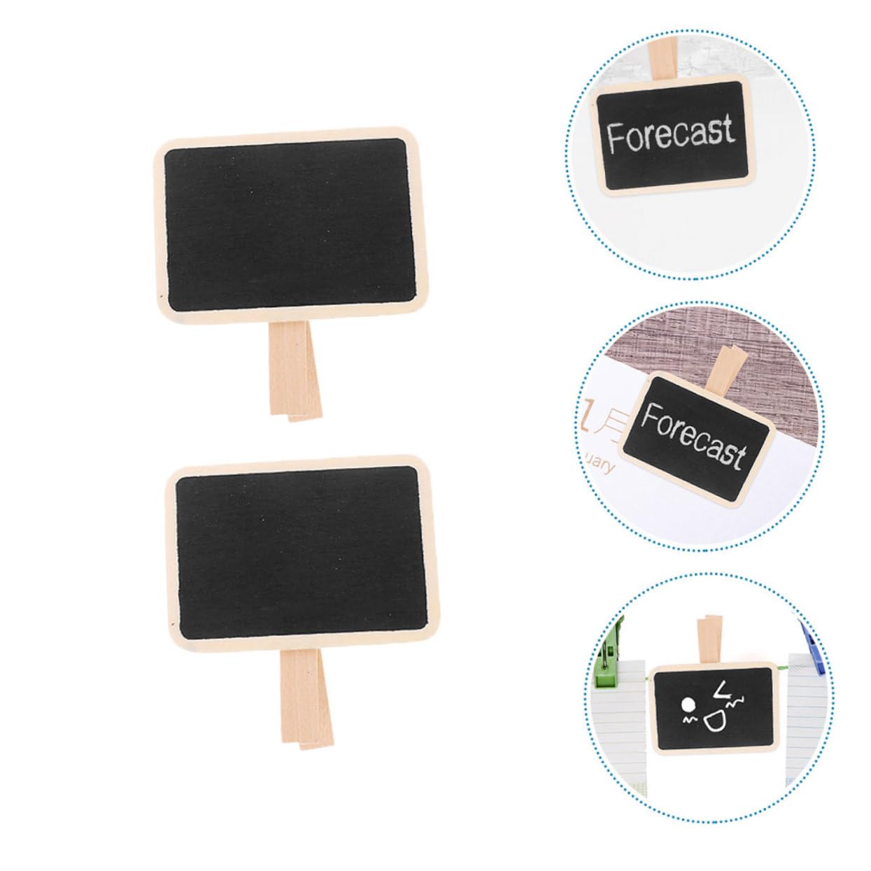 Uonlytech 50stücke Holz-klemmen für Mini-kreidetafeln Notiztafeln Karten Etiketten Gartentafeln zum Festhalten von Dokumenten und Organisation