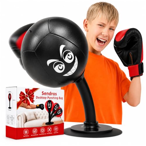 Sendros Desktop Punching Bag Desk Punching Bag with Silicone Sucker and Quick Rebound Function is a Portable Decompression for Adult Gamers Families and Offices(Black)