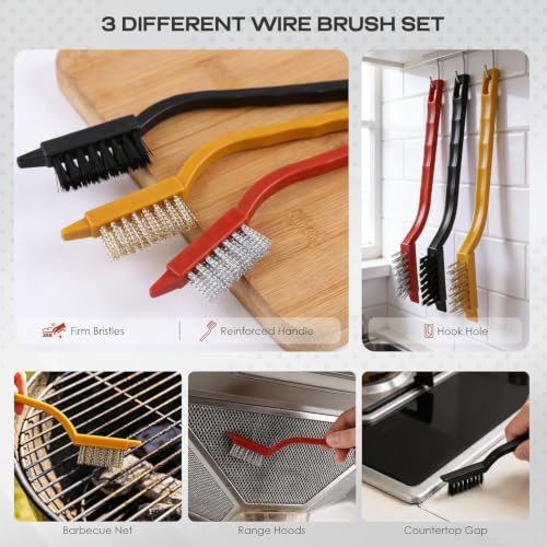 Image of Car Detailing Brush Set,Auto Interior & Exterior Cleaning Kit with 5 Boar Hair Detail Brushes,3 Wire Brushes & 2 Air Vent Brushes for Dashboard, Engine, Wheels,Leather,Car AccessoriesCar Brush-10pcs