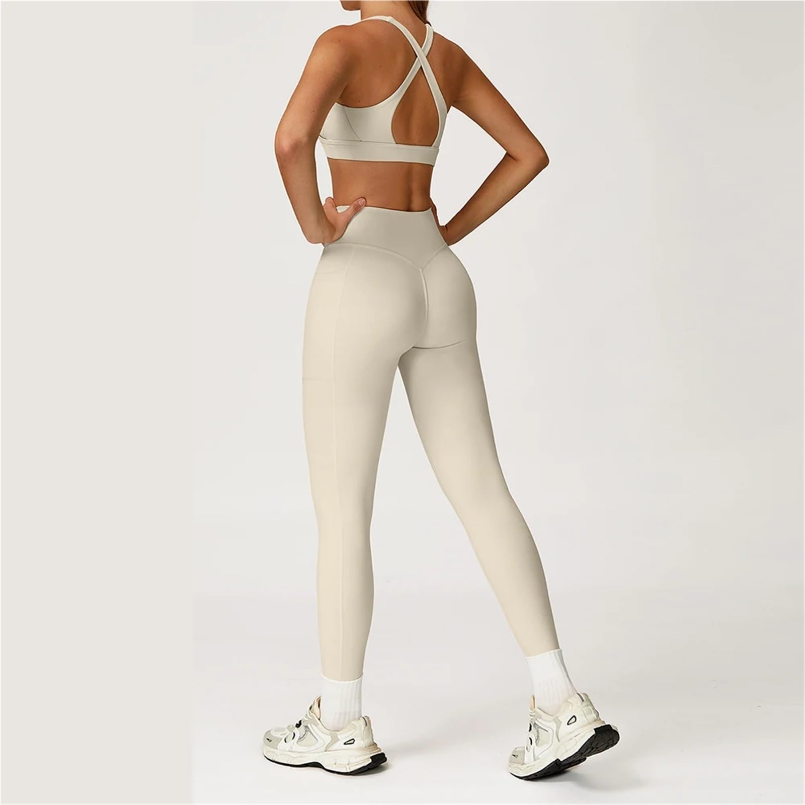 Completo Palestra Donna Tuta da yoga donna palestra Reggiseno sportivo Vita alta Pantaloncini legging Completo Fitness Corsa Allenamento