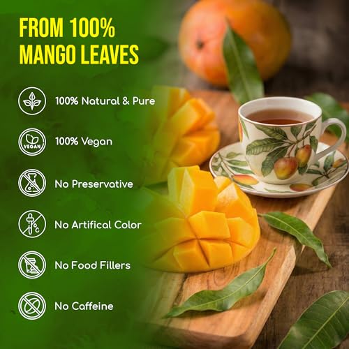 Image of FreshDrinkUS, Premium 40 Mango Leaf Tea Bags, 100% Natural& Pure from Mango Leaves. Herbal Tea. No Sugar, No Caffeine, No Gluten, Vegan.