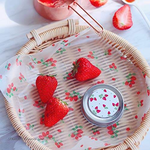 100pcs Wax Paper Food Picnic Paper Grease Proof Paper Waterproof Dry Hamburger Paper Liners Wrapping Tissue for Plastic Food Basket (Strawberry pattern) - Thumbnail 5